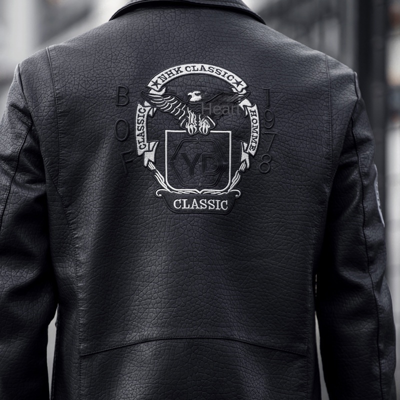 2023 Top Trendy Korean Style Men's Leather Jacket Coat Slim Fit Autumn Winter Biker Clothing Stand Collar Zipper Hip Hop Fleece - Image 5