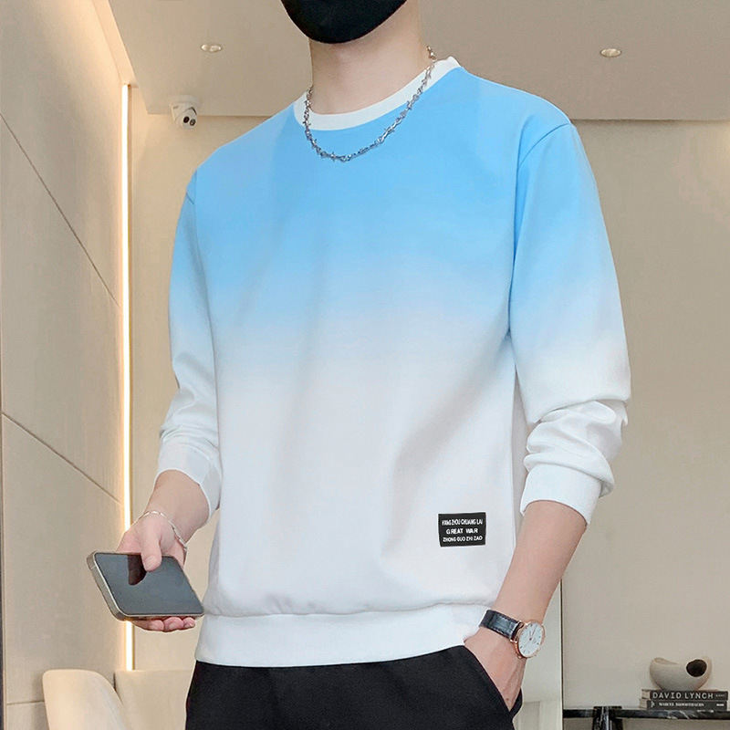 New Arrival Men's Winter Pullover Sweatshirt Gradient Fleece-Lined High Quality Fashionable Brand with Long Sleeves XS Size - Image 3