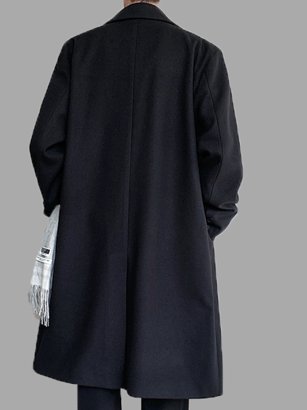 Men's Casual Korean Style Over-the-Knee Coat Loose Mid-Length Trenchcoat for Autumn Winter Youth Foreign Trade Clearance - Image 3