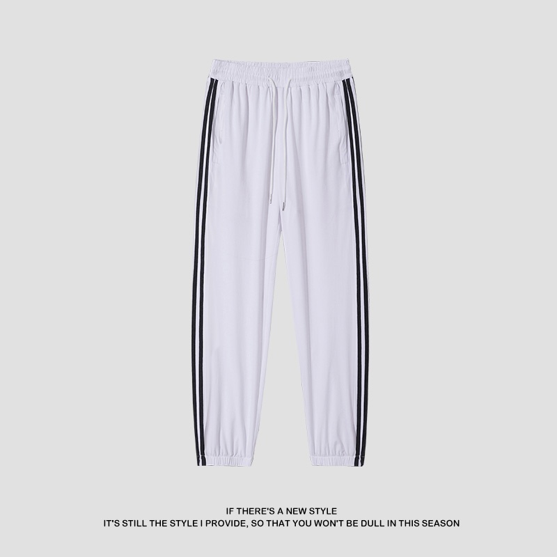 2025 New Casual Sports Pants for Hiking 100% Cotton Elastic Waist Mid Waist Flat Two-Open Ice Silk Outdoor Fashion for Couples - Image 4