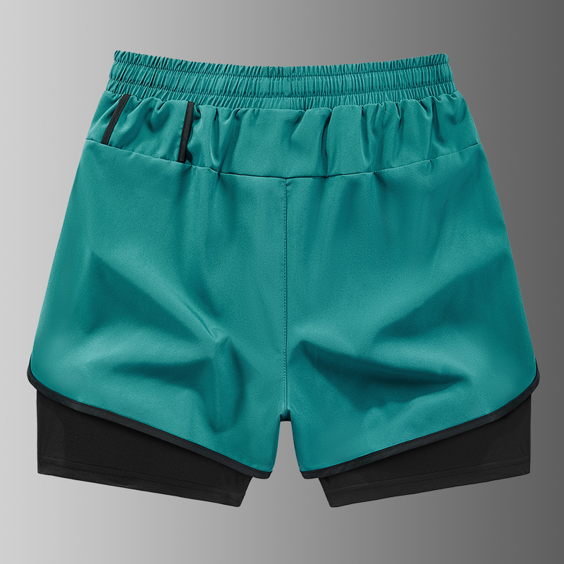 Three-Quarter Outdoor Running Shorts for Men Women Double-Layer Anti-Exposure Gym Use Elastic Mid Solid Summer Digital Printing - Image 3