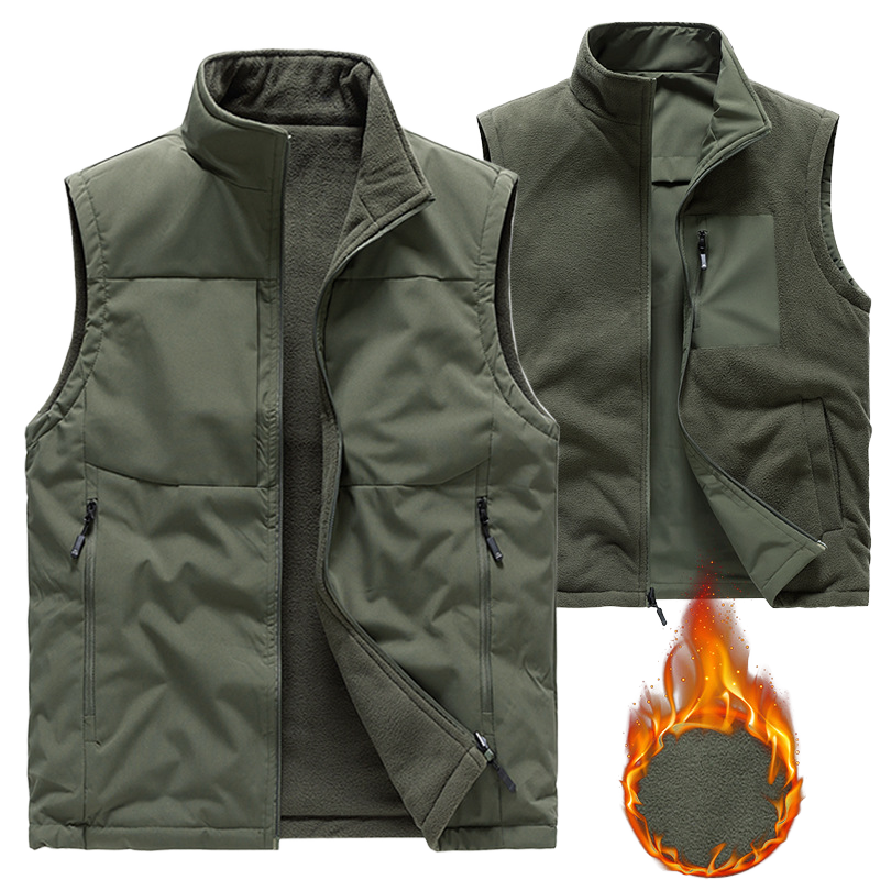 2024 Fall/Winter Casual Household Outer Wear New Double-Sided Fleece Vest Mandarin Thickened Fleece-Lined Sleeveless Heated Vest - Image 2