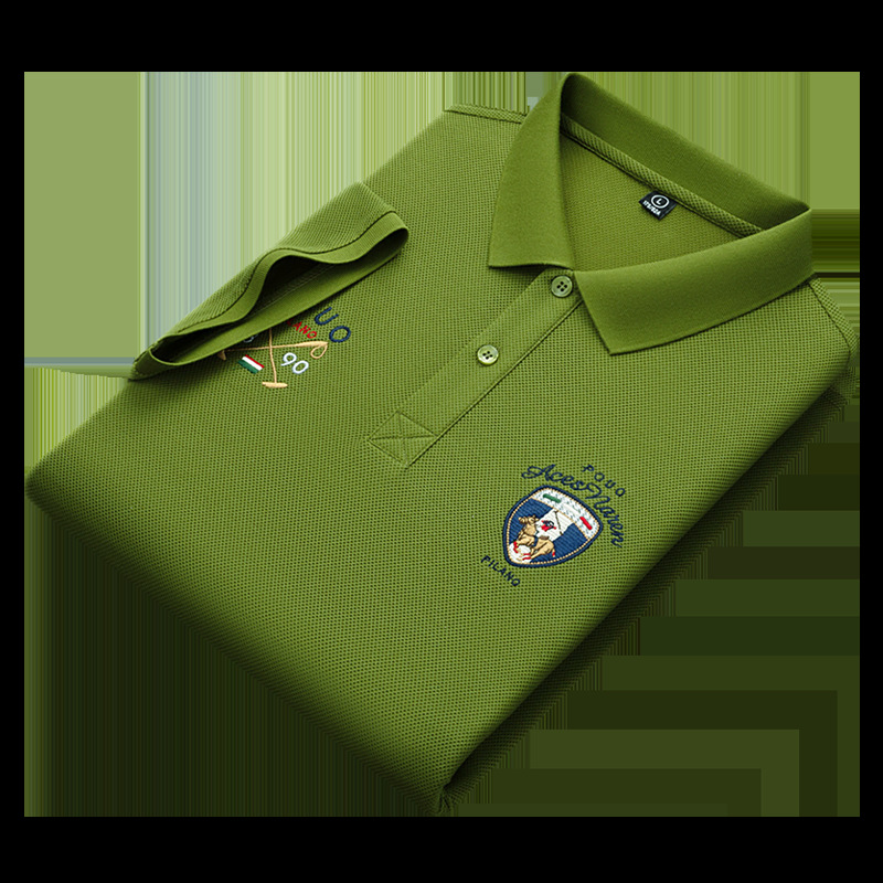 Men's Short-Sleeved for Polo Shirt with Embroidered Pattern Button Decoration Custom Logo Print Made From Durable Fabric - Image 5