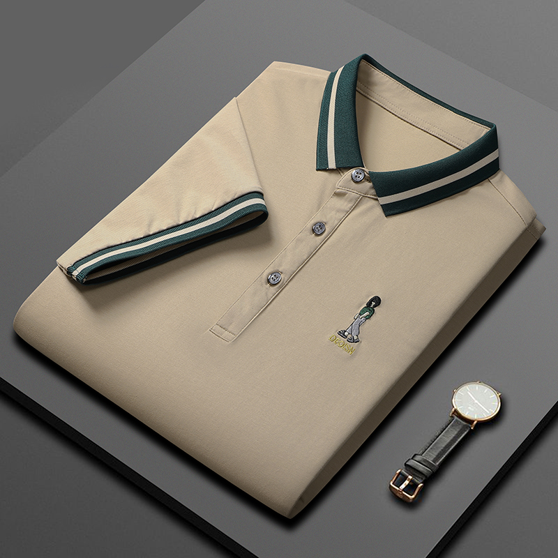 Summer Men's Fashionable Half-Sleeved Polo Shirt Lapel Casual Business Golf Short-Sleeved T-shirt Solid Pattern - Image 3