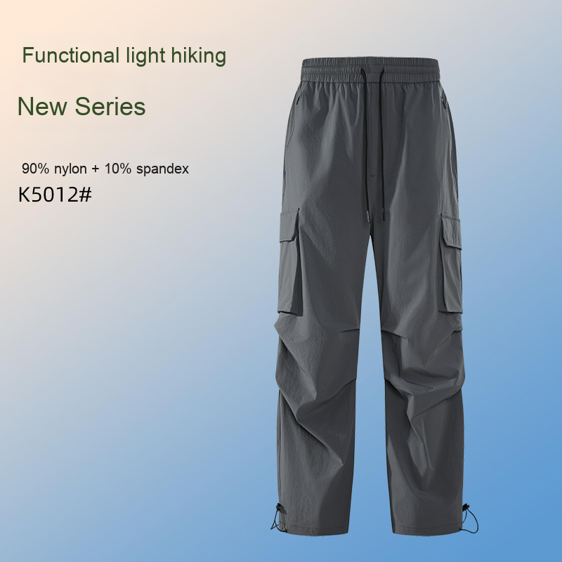 Unisex Quick-Dry Tactical Pants Spring Summer Casual Mid-Waist Outdoor Hiking Workwear Drawstring Cuff Paratrooper Flat - Image 2