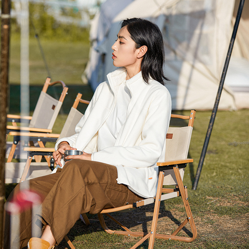 Polaroid Women's XL Ollie Fleece Coat Custom-Made Plus Velvet Padded Double-Sided Winter Cardigan Solid New Fall/Winter Stand - Image 2