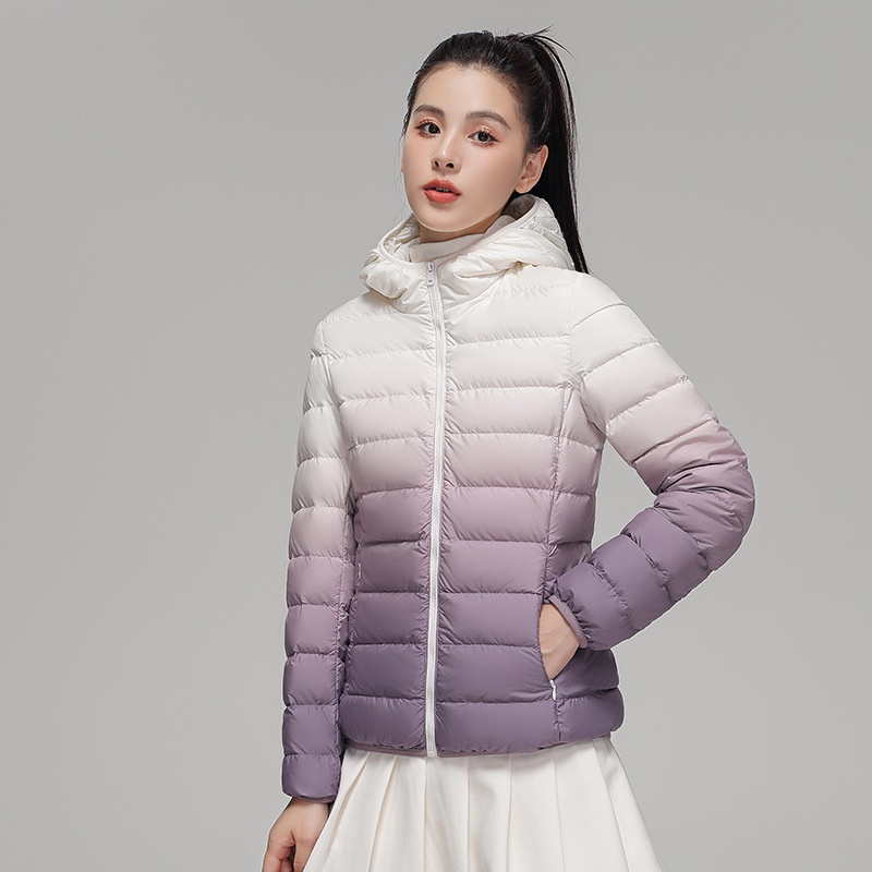 2024 New Arrival Gradient Color Varsity Puffer Jacket Shorts Fashionable Hooded Heattech Outerwear Zippers Light Snake Skin - Image 2