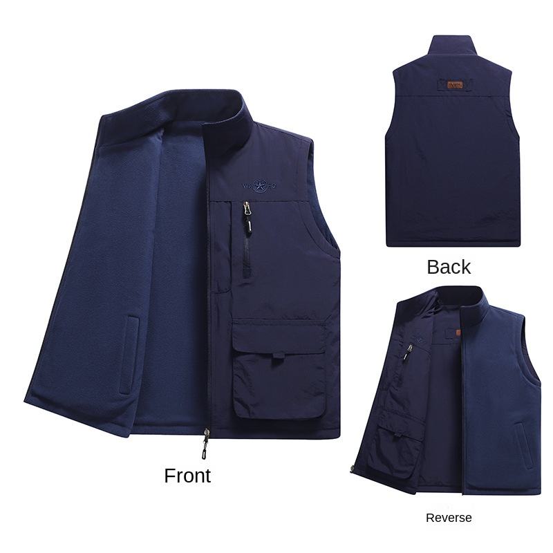 Men's Casual Winter Tactical Vest Pant Set Canvas Safety Waistcoat 6 Weighted Running Zipper Closure Ensembles Vestes Homme - Image 3