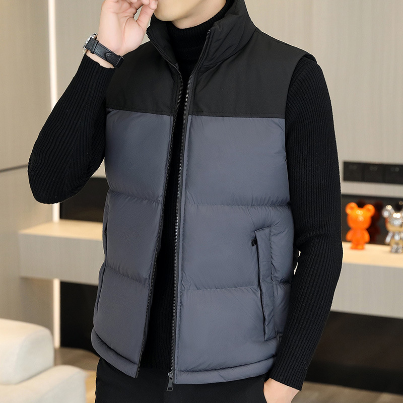 2022 Men's Casual Waistcoat Fashionable Thickened Cotton Collar Jacket Zipper Closure Plus Size for Autumn Winter Canvas Fabric - Image 3