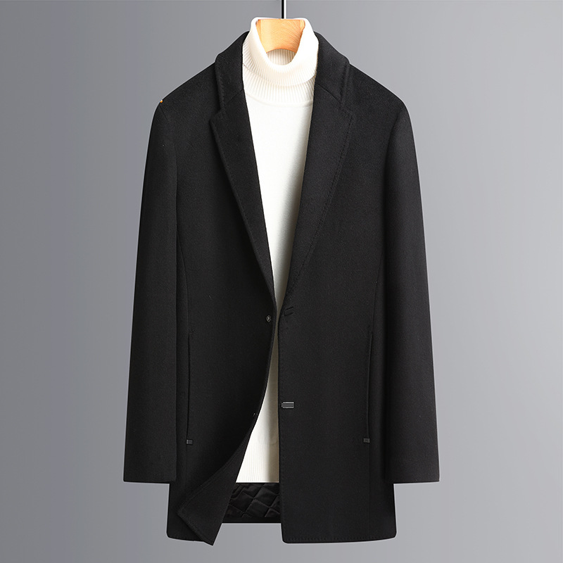 Men's Trendy Business Luxury Suit Double-Sided Woolen Coat for Autumn Winter Button Decoration Light Woolen Long Overcoat - Image 6
