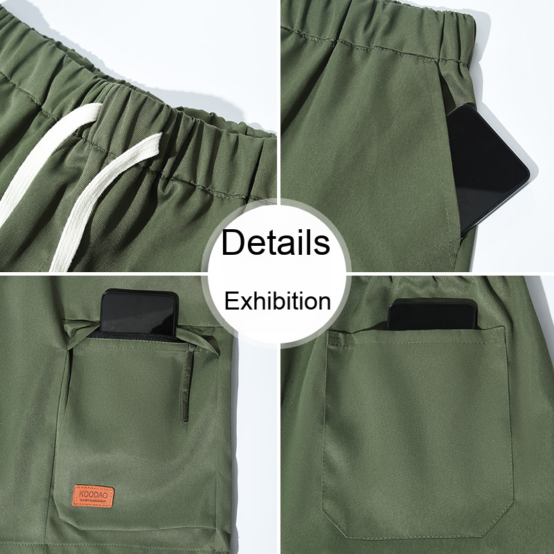 Xiin Men's Casual Style Large Size Summer Cargo Shorts Custom Designed Five-Point Pants Drawstring Closure Solid Hot Mid Shorts - Image 5