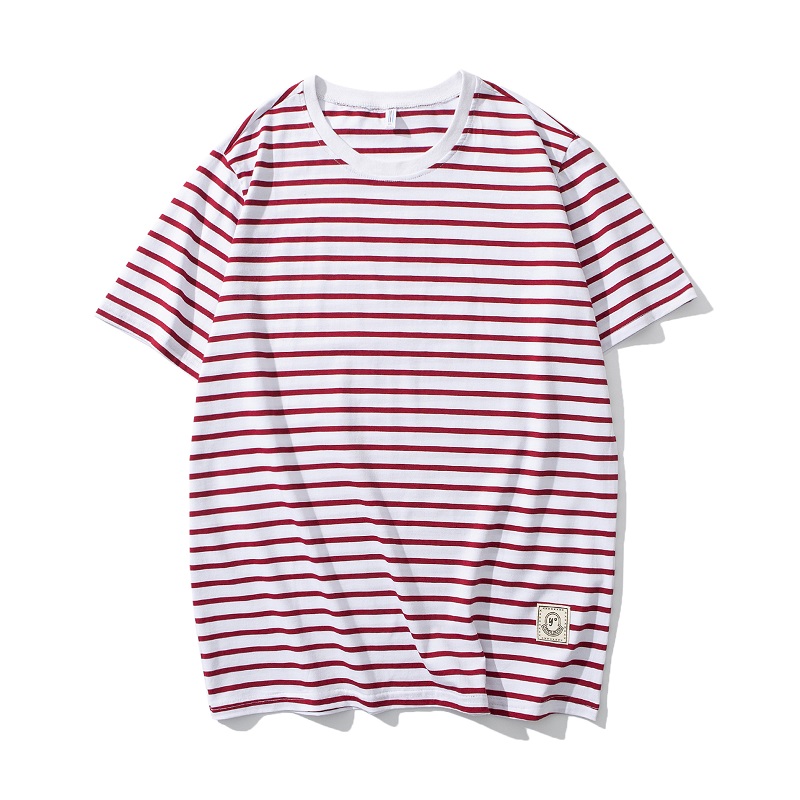 2025 New Trendy Men's Cotton Short-Sleeved T-Shirt Summer Striped Half-Sleeved Top O-Neck Plus-Size Loose Fit Print Casual - Image 3