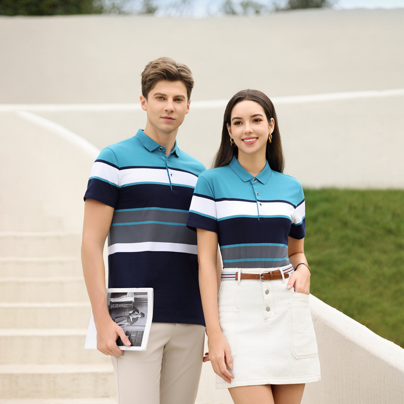 High Quality Men's Summer Striped Cotton Knitted for Polo Shirt Short Sleeves Embroidered Business Lapel Anti-Pilling Print Soli - Image 2