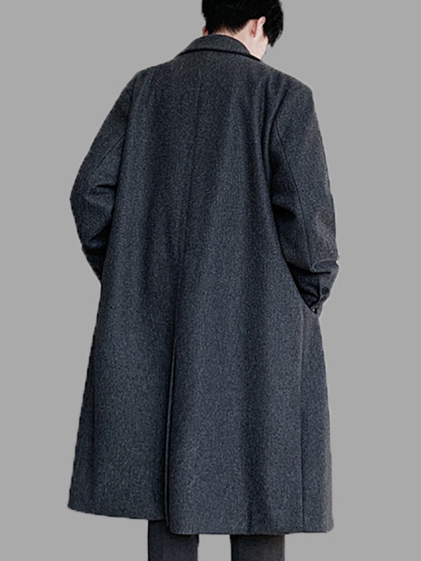 Men's Casual Korean Style Over-the-Knee Coat Loose Mid-Length Trenchcoat for Autumn Winter Youth Foreign Trade Clearance - Image 5