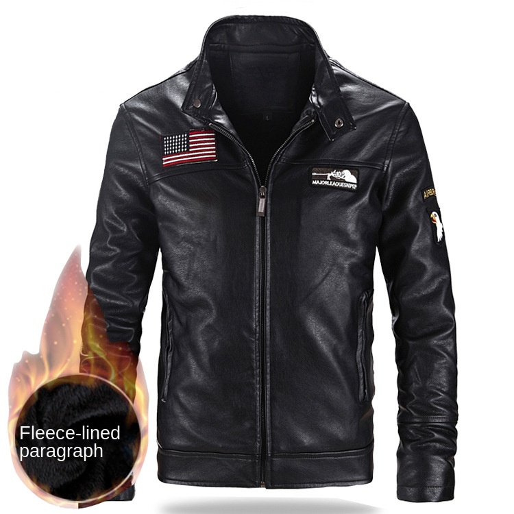 Unisex High Quality Vintage Hooded Bomber Jacket Cow Skin Leather Men's Women's Winter Puffer Fleece Jumper Stand Inspired Shiny - Image 2