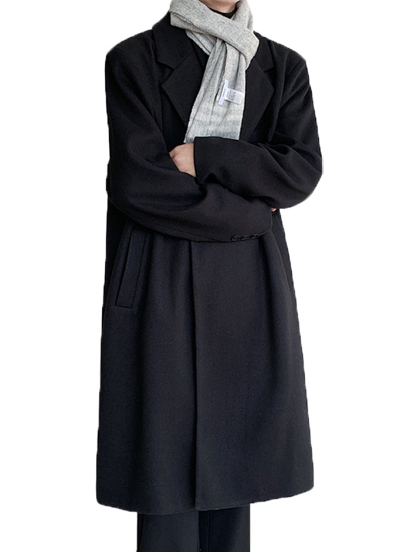 Men's Casual Korean Style Over-the-Knee Coat Loose Mid-Length Trenchcoat for Autumn Winter Youth Foreign Trade Clearance - Image 6