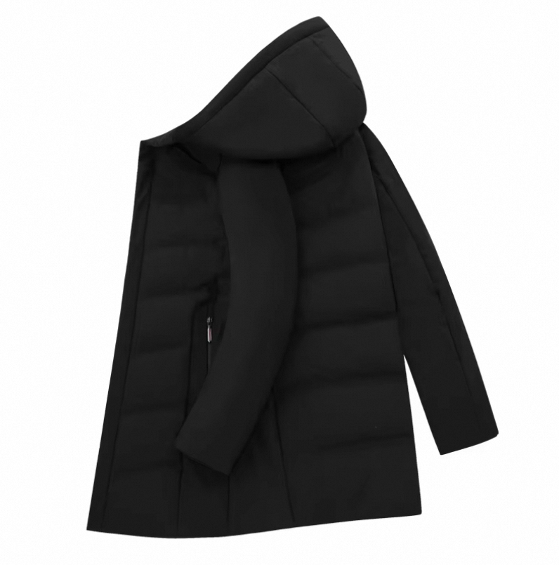 Hot Sales Custom Print Logo Men's Winter Street Wear Mid-length Hoodie Puffer Clothing Jacket Hooded Coat - Image 4