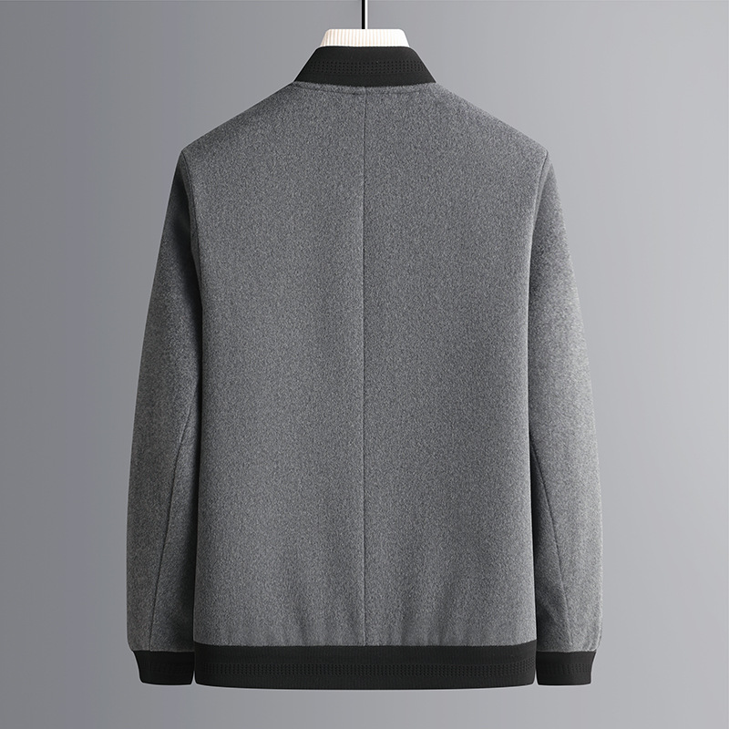 2024 Men's Woolen Business Casual Top with O-Neck Baseball Collar Winter Fashion Brand New Dad Top for Men Spring and Autumn - Image 2