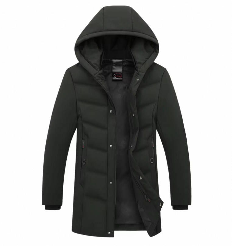 Hot Sales Custom Print Logo Men's Winter Street Wear Mid-length Hoodie Puffer Clothing Jacket Hooded Coat - Image 6