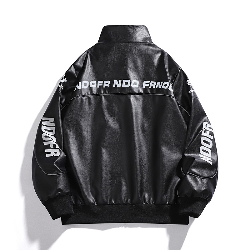Autumn Winter (688) Men's Trendy Brand Jacket New Cross-Border Color-Matching PU Leather Coat Biker Clothing Men Zipper Closure - Image 5