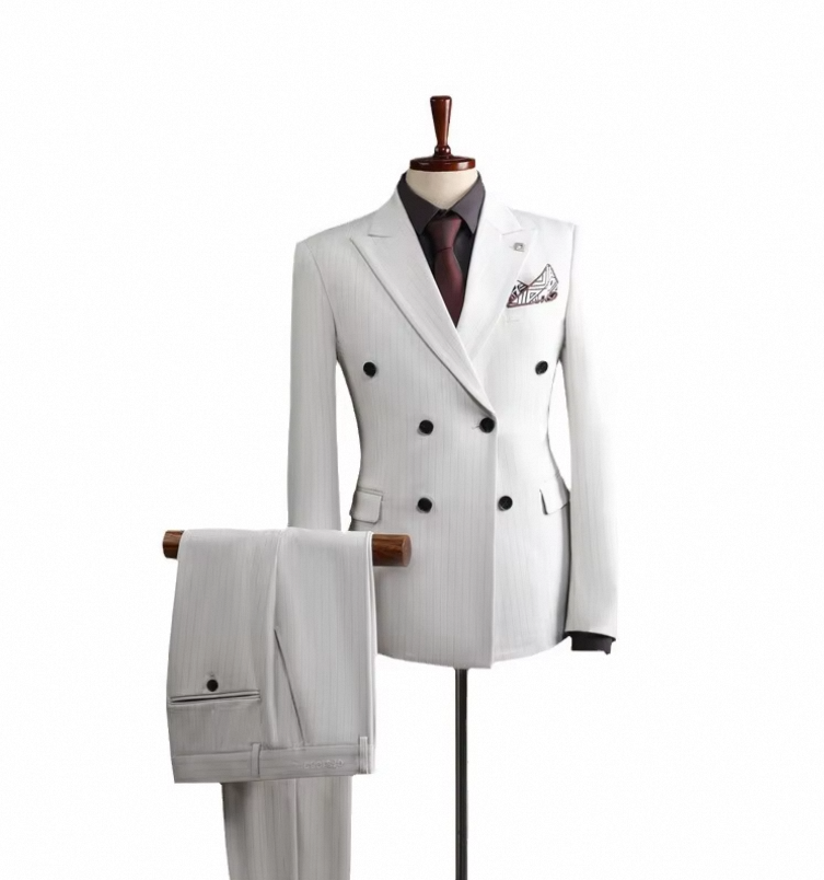 2024 Hot Sale White Wedding Double Breasted Vest Groom Party Business Suits Custom Made Men Suits 3 Pieces Suit for Man - Image 5