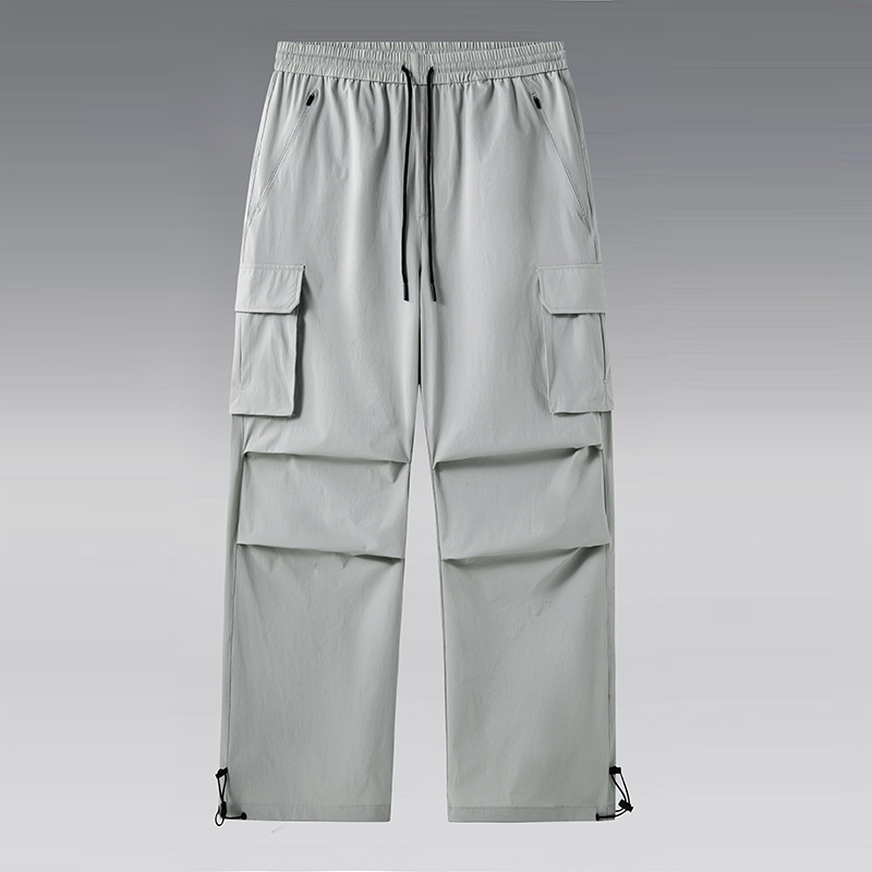 Unisex Quick-Dry Tactical Pants Spring Summer Casual Mid-Waist Outdoor Hiking Workwear Drawstring Cuff Paratrooper Flat - Image 6