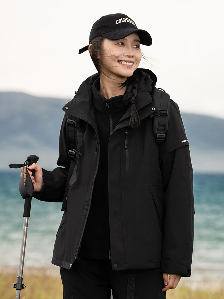 Men's Women's GB/T 32614 New Outdoor Three-in-One Full Heat Seal Windproof Waterproof Jacket Silk Fleece Casual Winter XL Size - Image 5