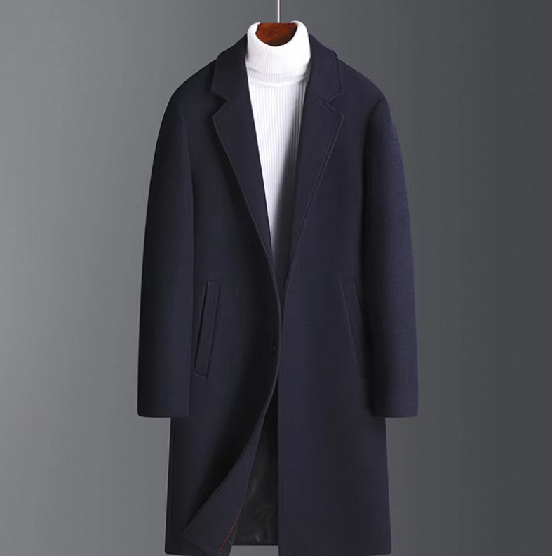 Woolen Coat Men Woolen Coat Korean Version of Casual Men's Woolen Coat Men's Long Handsome - Image 3