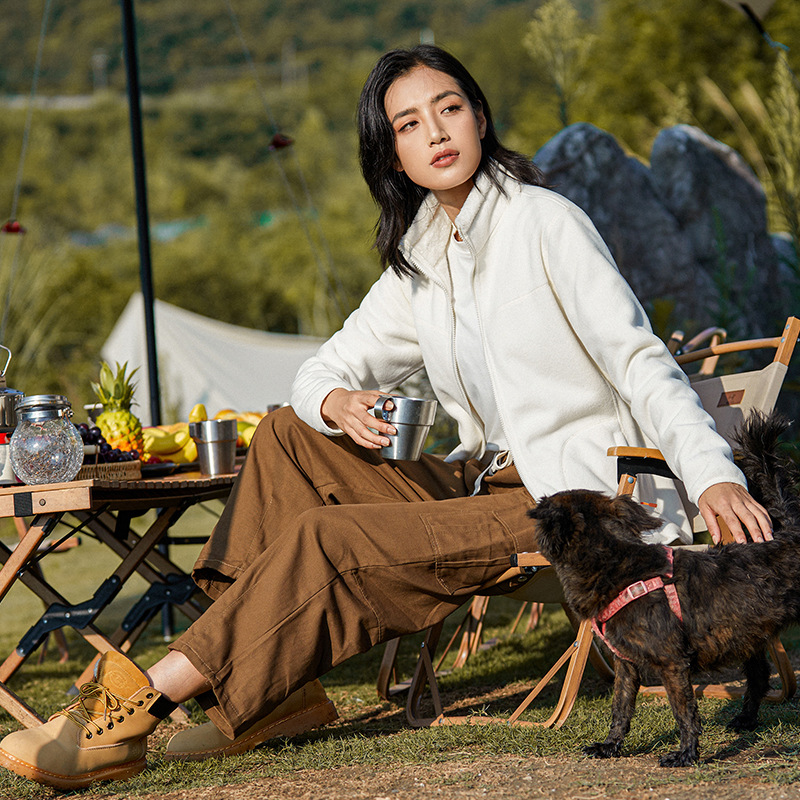 Polaroid Women's XL Ollie Fleece Coat Custom-Made Plus Velvet Padded Double-Sided Winter Cardigan Solid New Fall/Winter Stand - Image 3