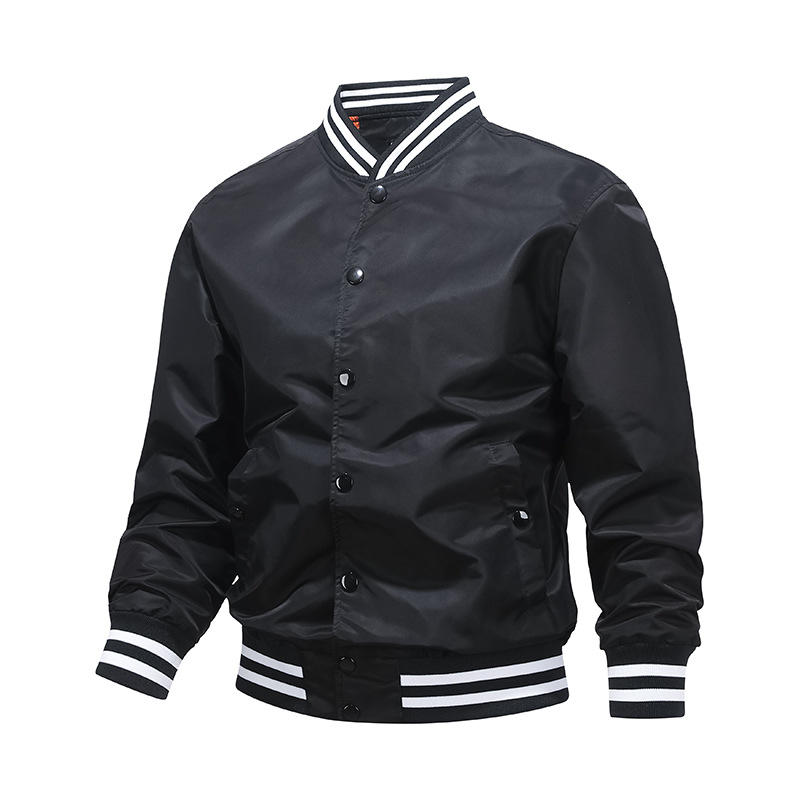 Customizable Men's Slim Fit Bomber Jacket Zipper Stand Embroidery Pocket-Windproof Breathable Canvas-for Spring Autumn Winter - Image 5