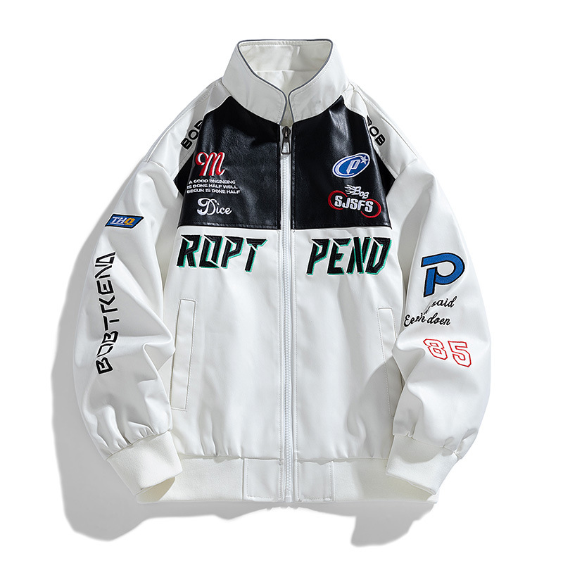 Men's New Cross-Border PU Leather Bomber Jacket Zipper Closure Bike Clothing with Long Stitching PY5678P80 - Image 6