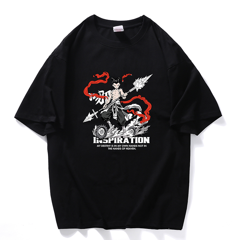 260g Pure Cotton Men's Summer T-shirt 25 Explosions Printed Short-Sleeved Casual Loose Guofeng Top Cartoon Pattern Breathable - Image 2