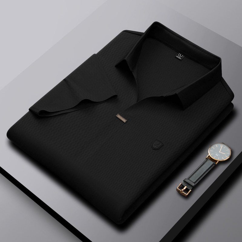 Men's 2024 Summer New Ice Silk Striped Polo Shirt 100% Cotton Anti-Pilling Turn-Down Collar Knitted Casual Top Loose Fit - Image 3