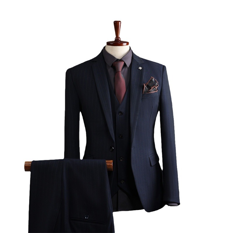Men's British Style Two-Piece Slim Fit Groom Suit Zipper Fly Pants Single Breasted Wedding Casual Business Dress Set Office Wear - Image 5