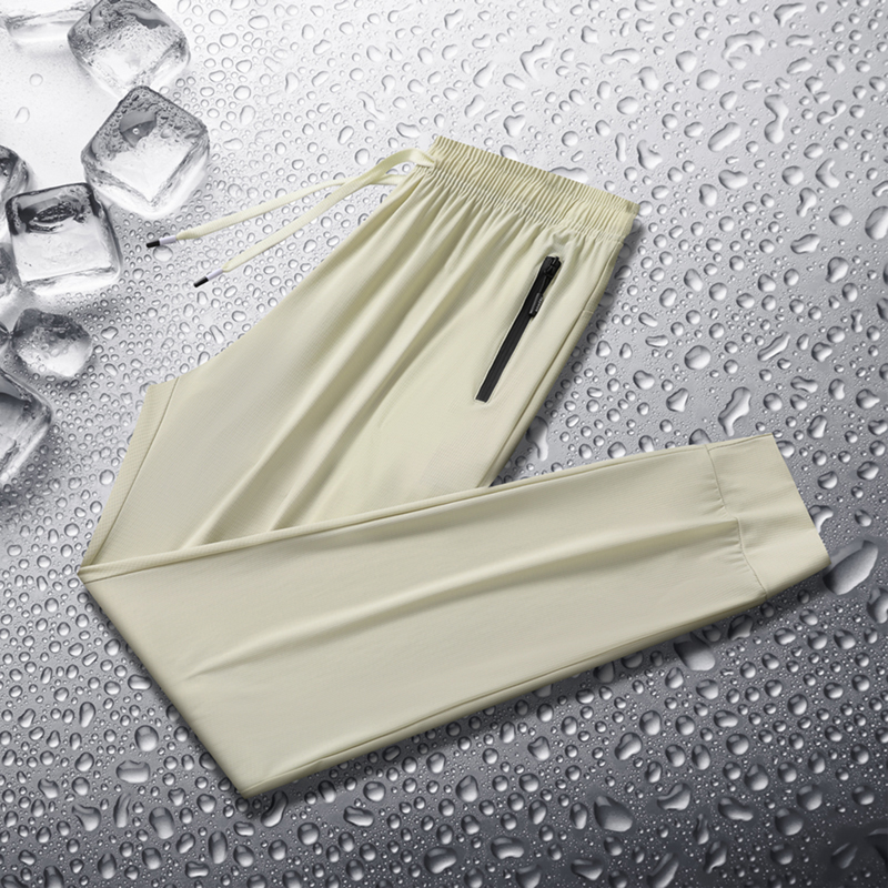 New Plus Size Lightweight Ice Silk Pants for Men Women Spring Summer Outdoor Casual Straight-Leg Mid Elastic Waist Flat Worsted - Image 2