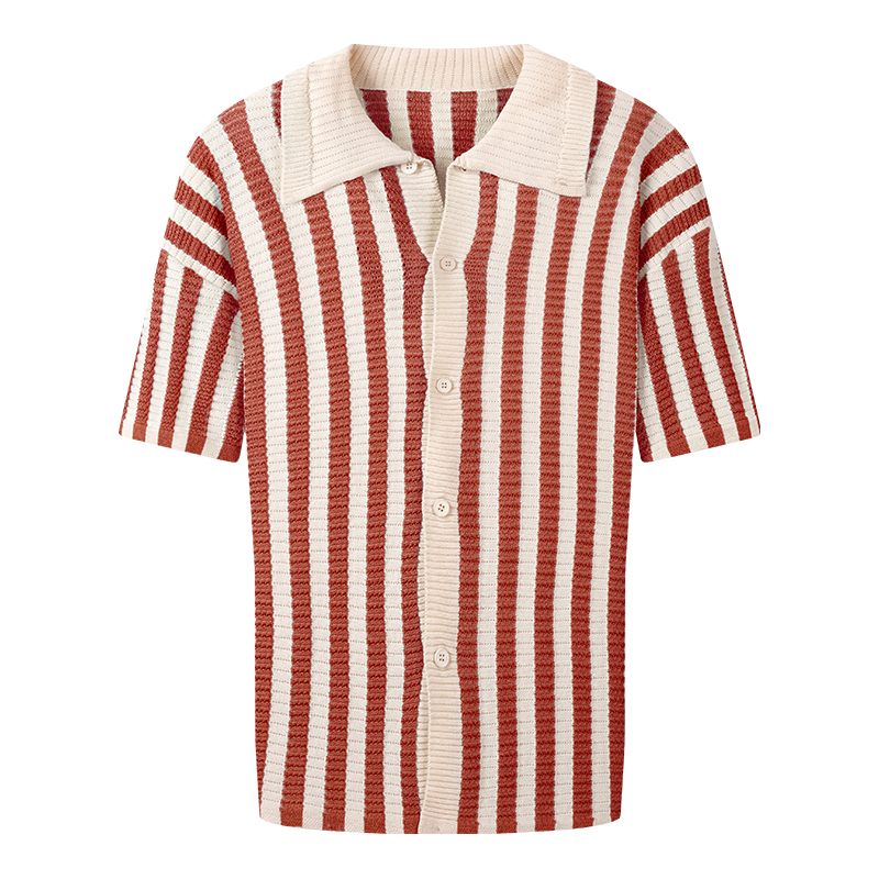 2025 Men's Classic Chambray Short Sleeve Sweater Top with Mandarin Collar Breathable and Easy to Match for Summer Outfits - Image 4