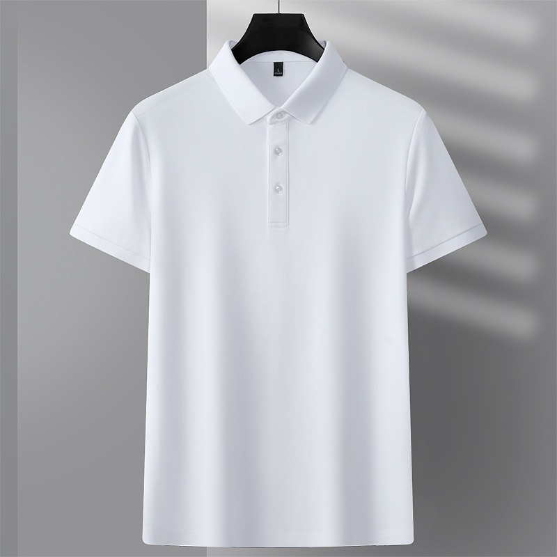 Men's Summer Short-Sleeved for Polo Shirt Pure Color Loose Knitted Embroidered Lapel Business Casual Ready for Golf Export - Image 4