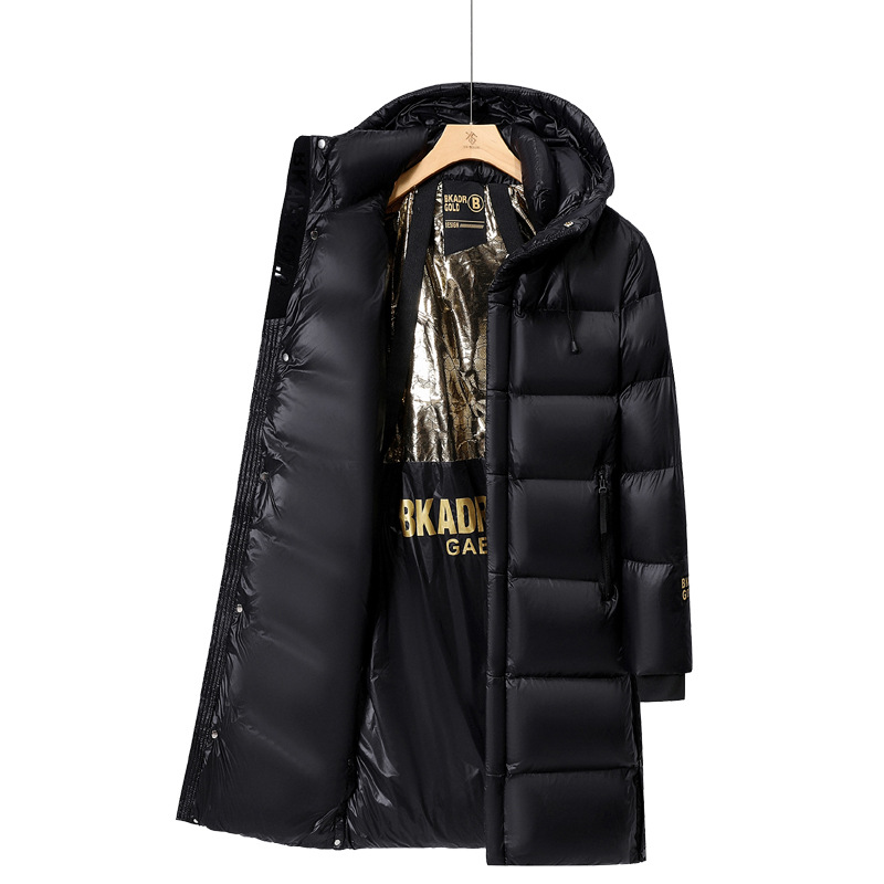 Men's Casual Winter Bomber Jacket Black Gold White Long Workwear Anti-Season 90 Genuine Duck Goods Zipper Winter Couples' Jacket - Image 5