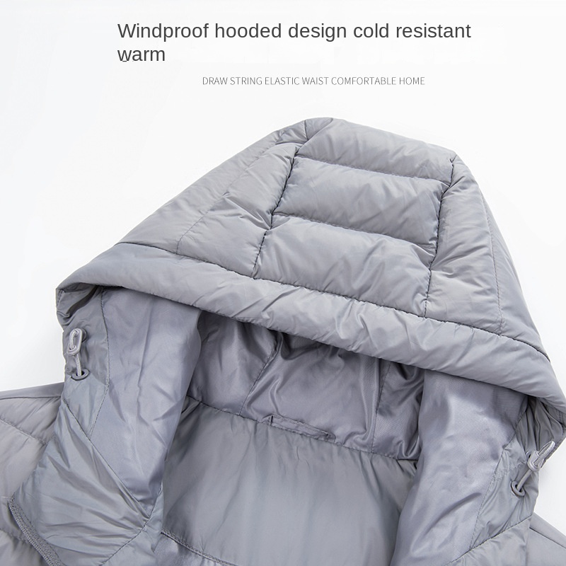 GB 90 Men's Casual Style Lightweight Warm Fleece-Lined Hooded Jacket Waterproof Autumn Winter All-Match Coat Thin Knitted Design - Image 5