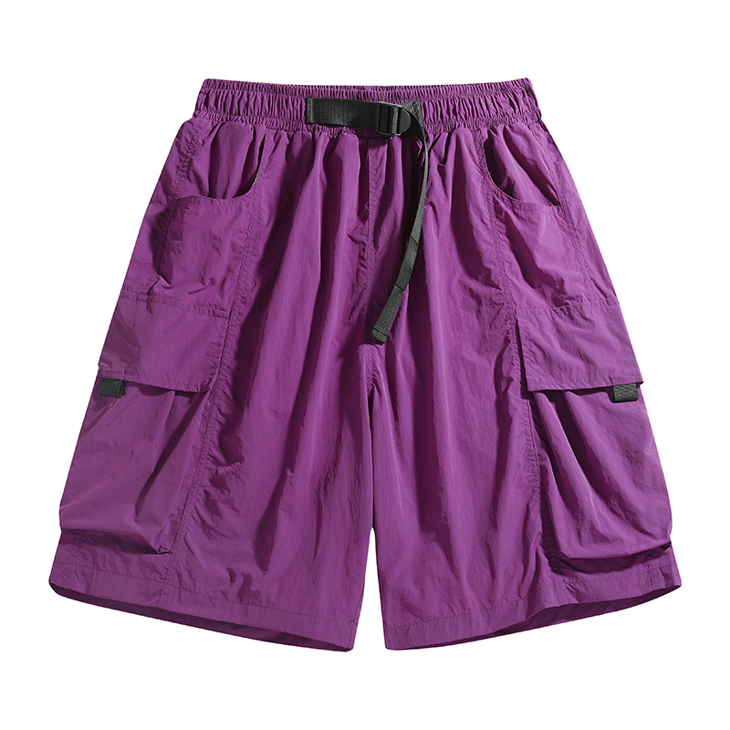 Unisex Retro Casual Summer Cargo Pants New Plus Size Five-Point Shorts Elastic Waist Closure Quick-Dry Breathable Ice Silk Men - Image 4