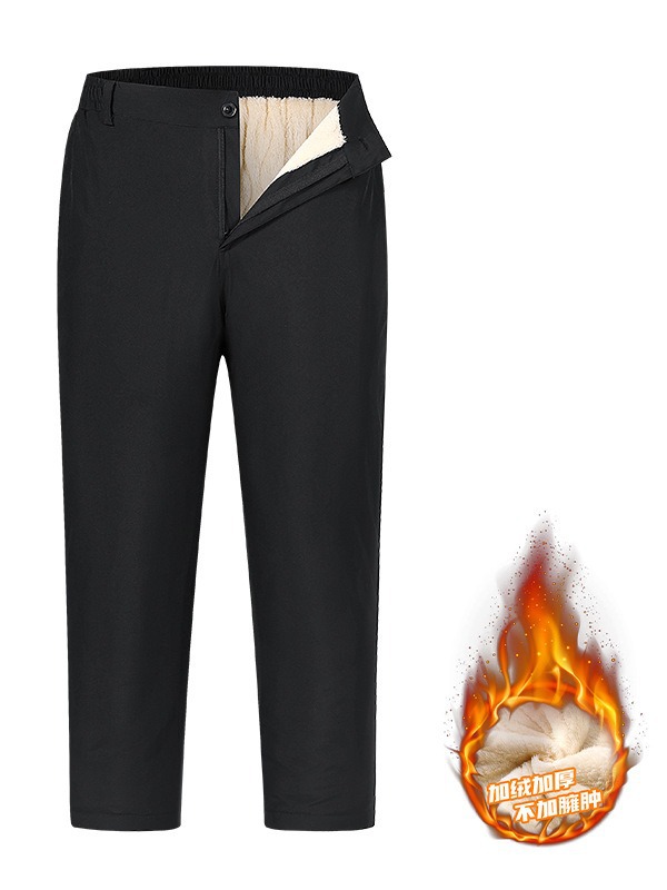 Men's Winter Casual Pants 100% Cotton with Velvet Padding and Graphene Knee Pads Plus Size Loose Fit Outer Wear for Adults - Image 2