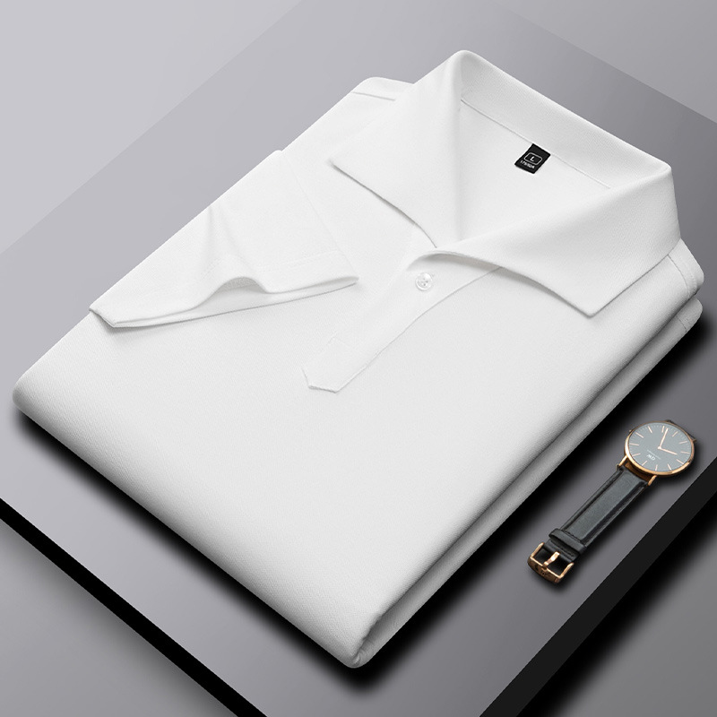 2024 Summer New Men's for POLO Shirt Internet Popular Solid Color Short-Sleeved Casual Business All-Match Short Length Golf Blan - Image 2