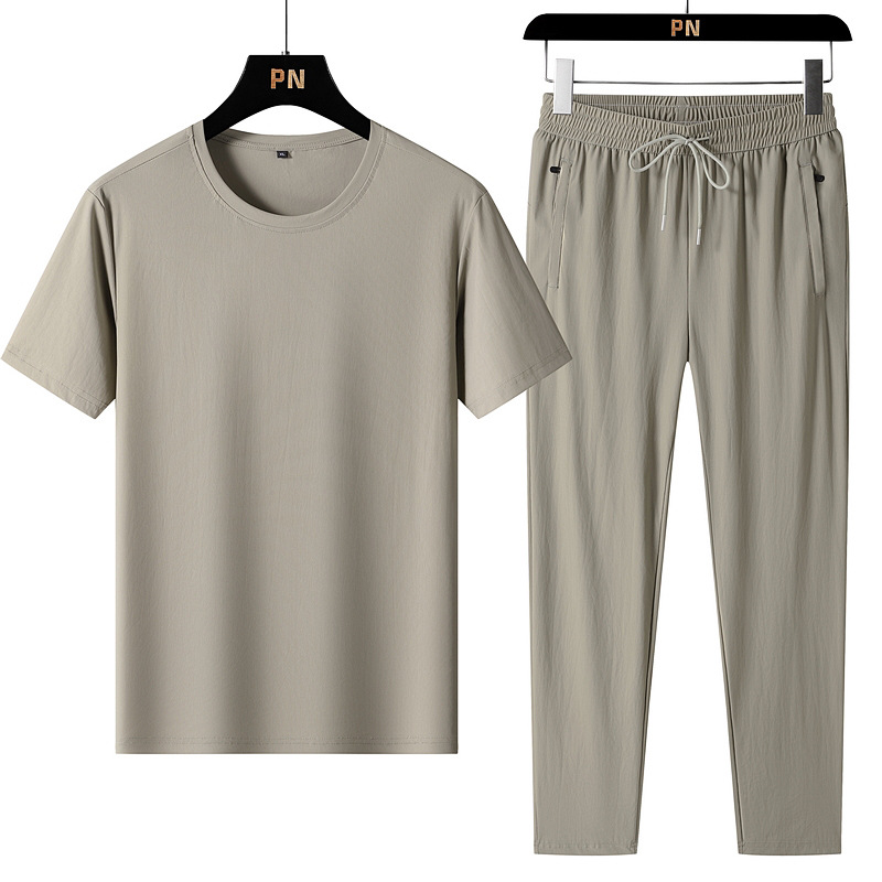 Men's Large Size Summer Sports Casual T-Shirt Pants Quick-Drying Breathable Ice Silk Lightweight Flat Comfortable High Elastic - Image 5