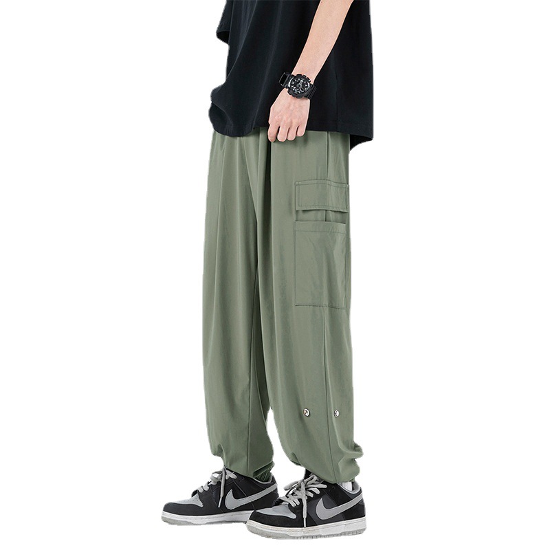 Men's Fashionable Nine-Point Sports Jogger Pants Summer New Arrival Loose Fit Made of Ice Silk Cotton by Brand Workwear Sports - Image 5