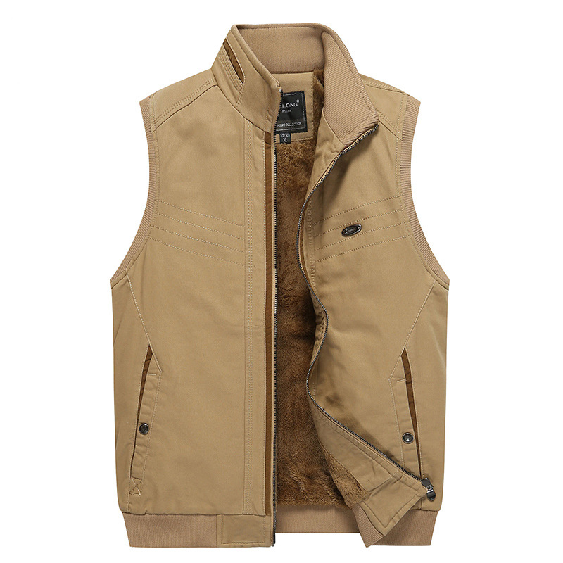 Men's Winter Sleeveless Vest Porter Sherpa Lining Cotton Filled Logo Decorated Travel Photo Fishing Jacket Outer Wear Fabric - Image 6
