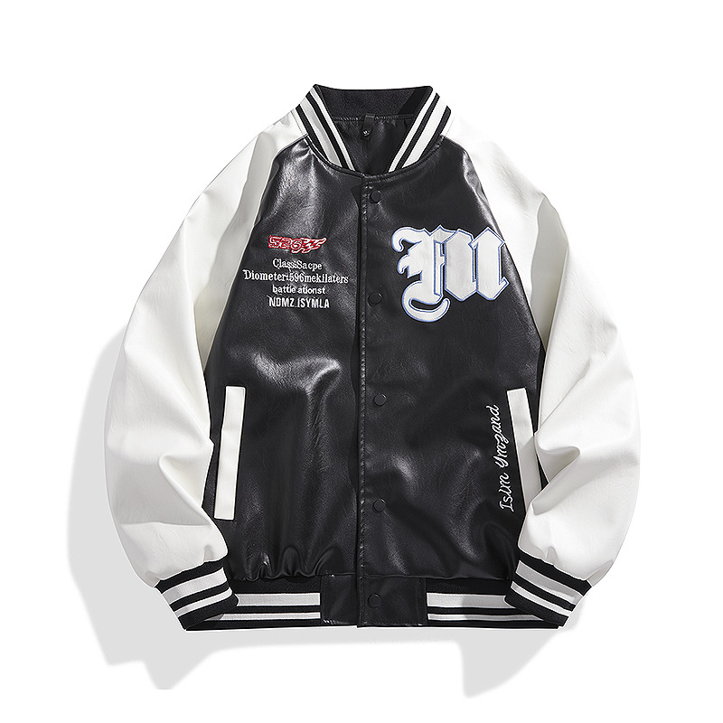 2024 Autumn New Men's All-Season All-match Varsity Jacket Embroidered Leather Coat Sheep Bike Clothing Winter Versatile Baseball - Image 5