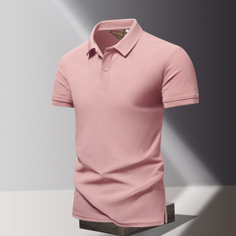 2024 Men's High-End American Style Short-Sleeved T-Shirt Cotton Jersey for Polo Lapel Solid Color Spring Summer Fashion Golf - Image 4