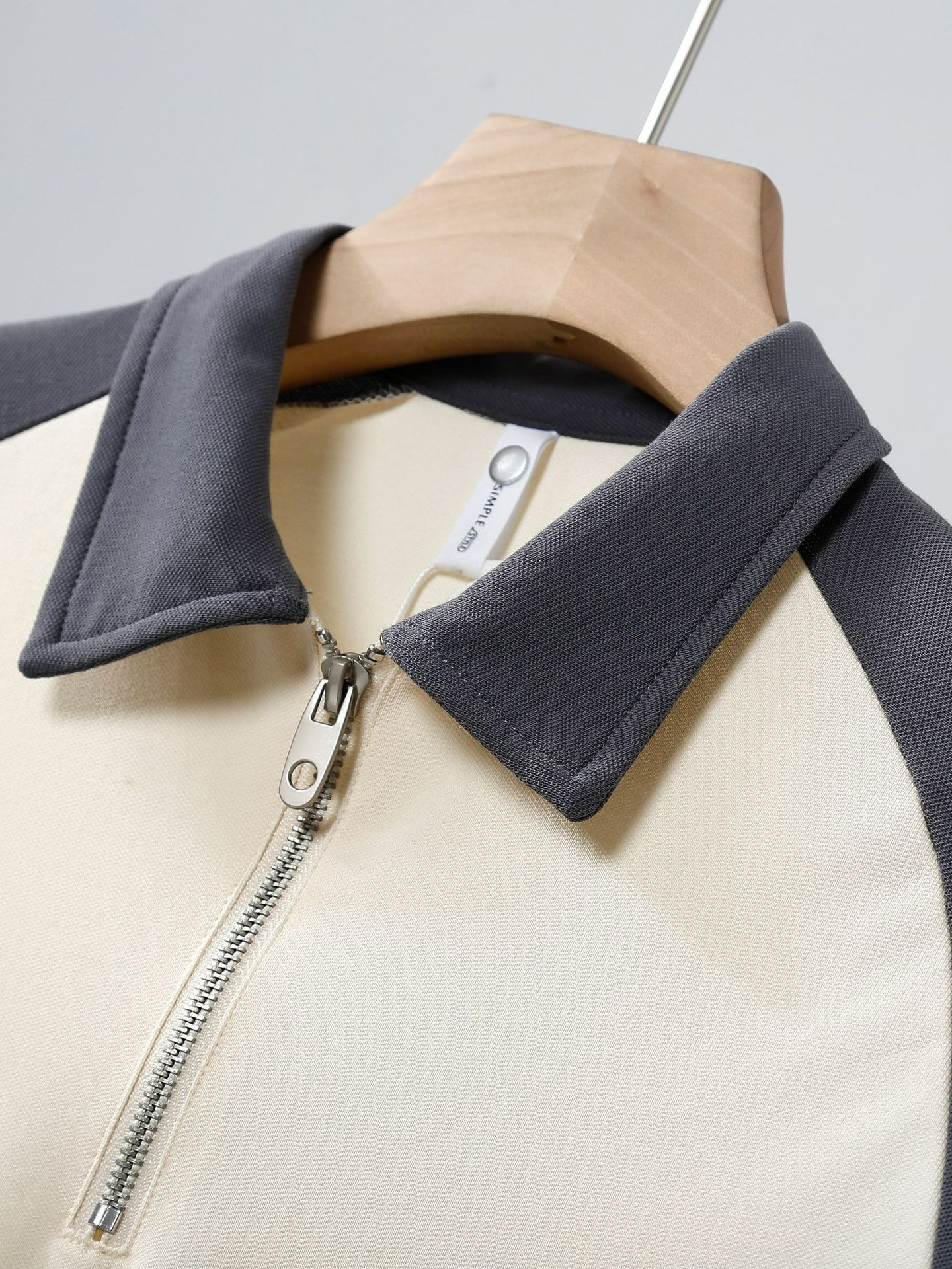 Men's Summer Fashion Half Zip for Polo Shirt Brand Half-Sleeved Raglan T-Shirt Top XL Size Hong Kong Style Stitching Loose Knitt - Image 3