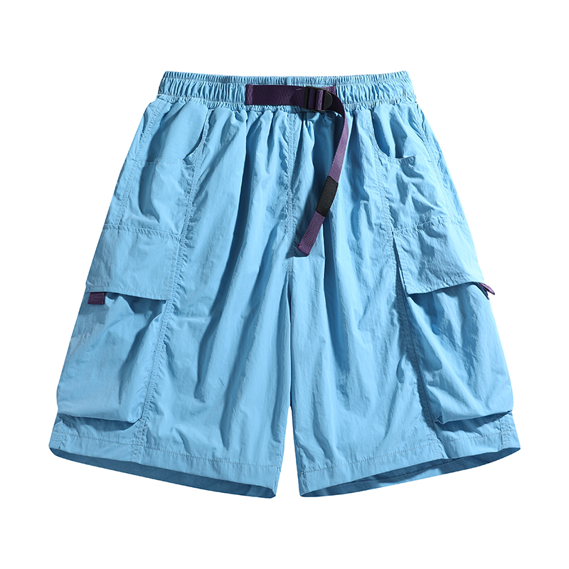 Unisex Retro Casual Summer Cargo Pants New Plus Size Five-Point Shorts Elastic Waist Closure Quick-Dry Breathable Ice Silk Men - Image 2