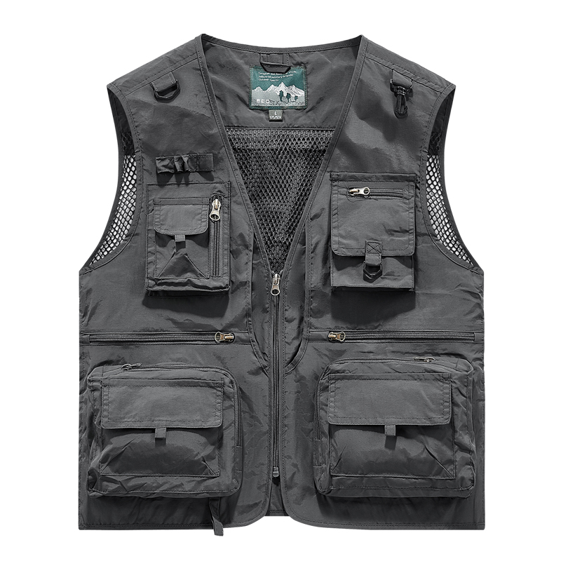 2025 Plus Size Men's Summer Sleeveless Vest Pants Outdoor Leisure Mesh Breathable with Multi-Flap Pocket for Fishing - Image 2